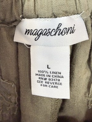 Magaschoni 100% Linen Pants Large Joggers Brown Pull On Cargo Womens