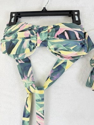 Venus Bandeau Bikini Set C Top 6 Bottom Tie Side Tropical Print Womens