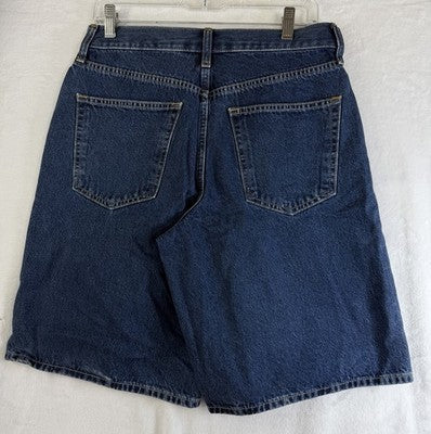 Gap Longline Denim Shorts 27 4 Womens Mid Rise Jorts Jean Blue 11” Long Line New