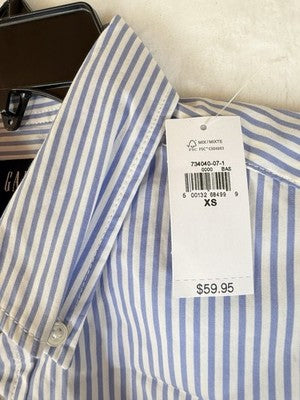 Gap Standard Fit Shirt XS Mens Blue Button Up Long Sleeve Cotton Poplin New NWT