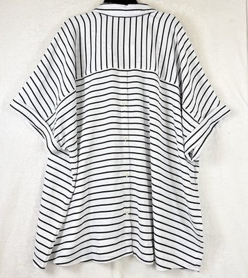 J Jill Wearever Top 3X Short Sleeve Navy Blue White Striped Plus Size Womens New