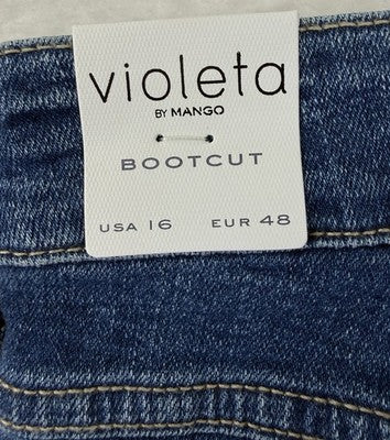 Mango Jeans Women 16 Martha Bootcut MNG Violeta High Rise Boot Cut Blue New