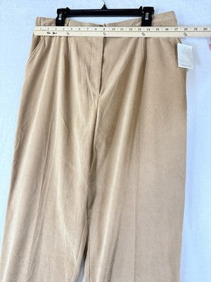 Coldwater Creek Dress Pants 18 Women Microfiber Tan Beige Soft High Rise NWT New