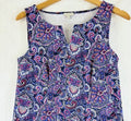 Talbots Dress Small Sleeveless Shift Knit Blue Paisley Womens