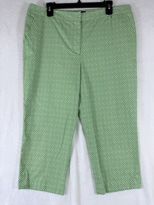 Talbots Heritage Cropped Pants 12 Green Crop Womens Cotton Stretch