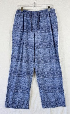 LL Bean Flannel Pajama Pants Womens Medium Blue Fair Isle