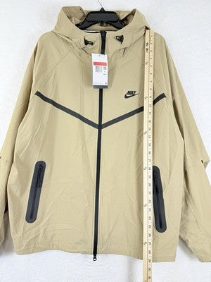 Nike Tech Woven Jacket Large Mens Parachute Beige Black Hooded New NWT $145