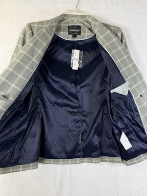 J Crew Devon Blazer Women 6 Green Plaid Double Breasted Wool Stretch Italian New