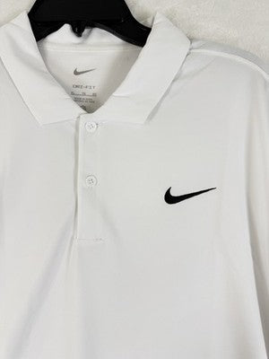 Nike Court Dri Fit Tennis Polo Mens XL White Embroidered Short Sleeve Shirt New