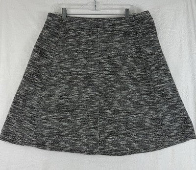 Talbots Skirt Large Womens Black White Pull On Stretch A-Line