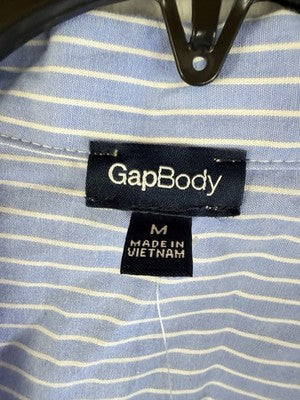 Gap Body Pajamas Medium Women Cotton Poplin PJ Shirtdress Blue Nightgown New