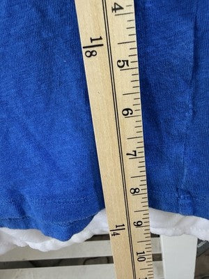 Boden 100% Linen Dress Size 8 Blue Sleeveless Shift Pockets V Neck