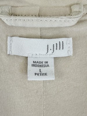 J Jill Large Petite Jacket Hooded Cotton Colorblock Black Tan Womens