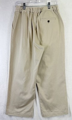 LL Bean Bayside Pants 10 Tan Beige Khakis Womens Elastic Back 100% Cotton