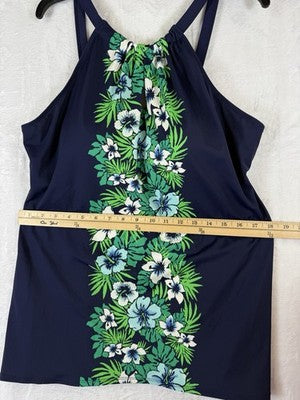 Denim Co Tankini Top 16 High Neck Navy Blue Swimwear Swim Swimsuit Womens