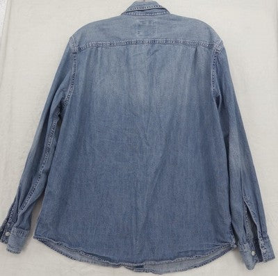 American Eagle Denim Shirt Mens Super Soft Blue Long Sleeve Button Up