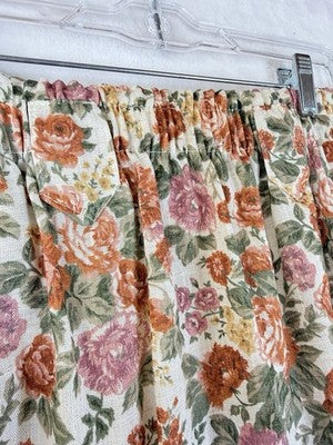 Vintage 80s Skirt 8 Womens Made In USA Floral Print Pull On Cottagecore