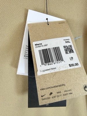 Nike Mens XXL Miler Shirt Beige Dri Fit New NWT *FlawRead