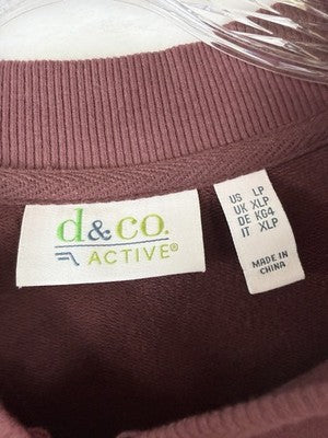 Denim Co Jacket Large Petite LP Burgundy Red Active French Terry Full Zip Womens