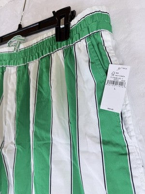 Gap Organic Cotton Boxer Shorts Large Green Striped Poplin Womens New