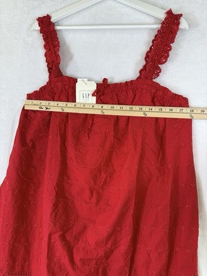 Gap × DÔEN Eyelet Shift Mini Dress Large Women Red Sleeveless Short Doen New