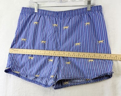 LL Bean Pajama Shorts Medium Womens Blue Dogs 100% Cotton Poplin Sleep PJ