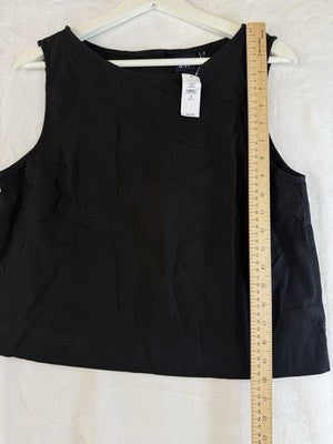 Gap Cropped Top Medium Tall Linen Blend Crop Shell Tank Sleeveless Black New NWT