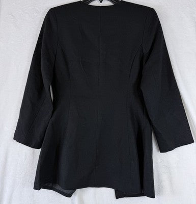 Old Navy Linen Blazer Women XS Black Collarless Button Front Suit Jacket New
