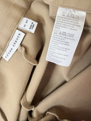 Susan Graver Smart Ponte Pants XL Petite Tan Beige Pull On Knit Slim Leg Womens