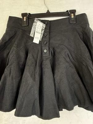 J Crew Mini Skirt 4 100% Linen Black Flare Ruffled Womens New NWT
