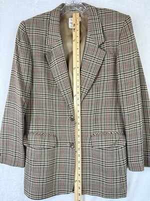 Vintage Talbots Blazer 6 Brown Plaid 90s Suit Jacket Womens Wool Dark Academia
