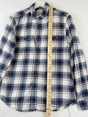 American Eagle Flannel Shirt Medium Mens Blue Plaid Button Down Long Sleeve