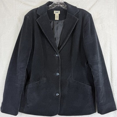 LL Bean Corduroy Jacket Womens 8 Navy Blue Blazer