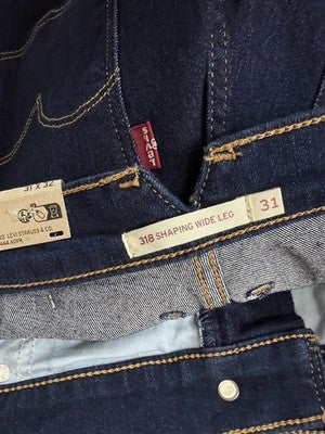 Levis 318 Shaping Wide Leg Jeans 31 Womens Dark Blue 31x32 Levi’s New NWT