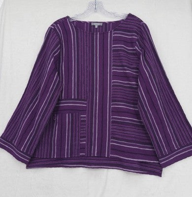 Habitat Clothes To Live In Top Medium Purple 3/4 Sleeve Artsy Lagenlook Womens
