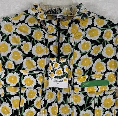 Diane Von Furstenberg XS Hooded Floral Print Vest Full Zip Target Womens NWT