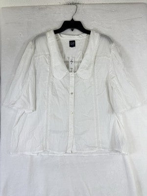 Gap Tops For Women XL Tall Summer Peter Pan Collar 100% Cotton Off White New
