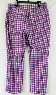 Ann Taylor Crop Pants 4 Purple Plaid Womens