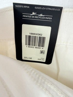 Levis 724 High Rise Slim Straight Jeans 33x32 White Levi’s Denim Women New NWT