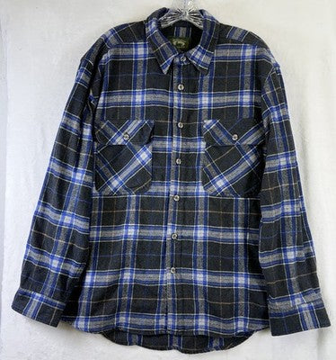 Stillwater Supply Co Flannel Shirt Mens Large Blue Plaid Long Sleeve Button Down