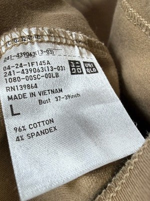 Uniqlo Turtleneck Large Womens Long Sleeve Shirt Knit Beige Tan