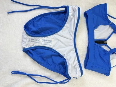 Venus Bikini Set 6 Top 4 Bottom Blue Zip Tie Side Womens Swim Swimwear New