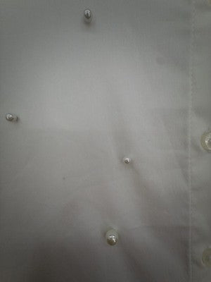 Calvin Klein Top 0X Long Sleeve Shirt White Button Up Pearl Embellished New NWT
