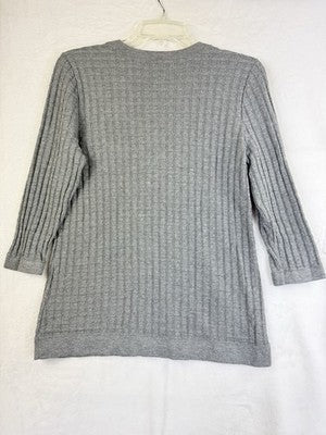 Lands End Sweater Medium Gray 3/4 Sleeve Womens