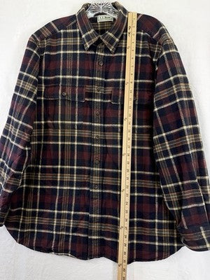 LL Bean Chamois Flannel Shirt XL Mens Button Up Long Sleeve Plaid Vintage 90s