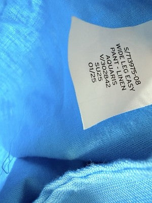 Gap Linen Pants Medium Womens Blue Linen Blend Easy Pull On Wide Hem New NWT