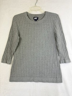 Lands End Sweater Medium Gray 3/4 Sleeve Womens
