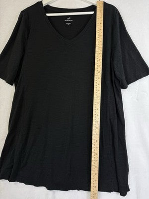 J Jill Top XL Pima Short Sleeve V Neck Tee Black Womens