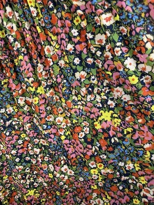 Boden Dress 4 Fit Flare Midi Navy Blue Floral Long Sleeve V Neck Boho Womens