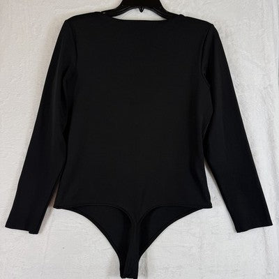Express Body Contour Bodysuit Large Black High Compression Long Sleeve Womens